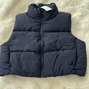 H&M Cropped Dark Blue Puffer Vest